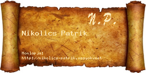 Nikolics Patrik névjegykártya